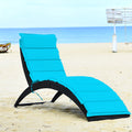 Folding Patio Rattan Lounge Chair Chaise Cushioned Red L8352