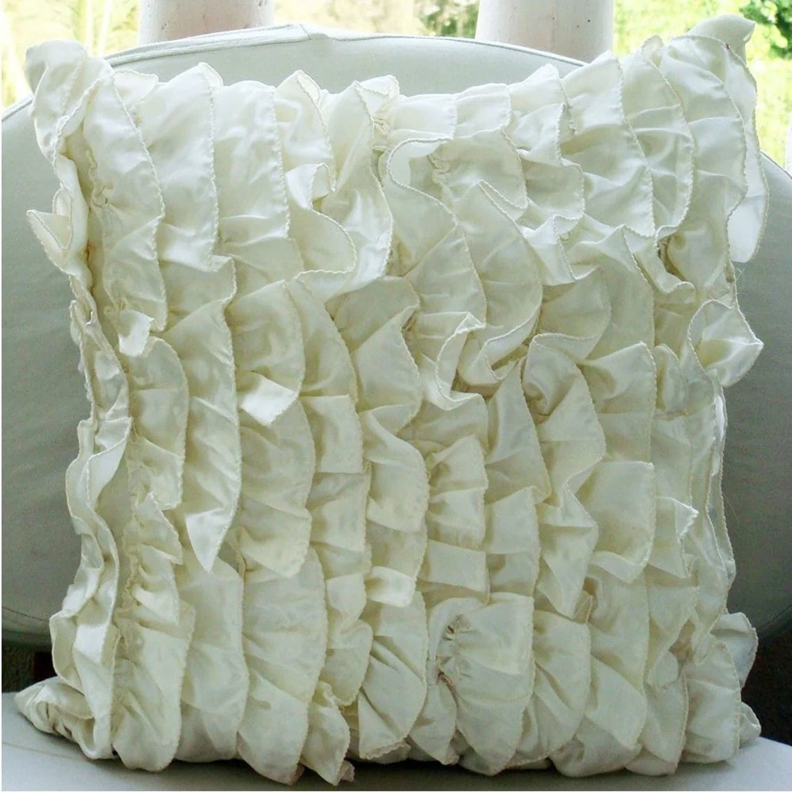 Ivory Square Satin Throw Pillow Cover Pack of 2 18x18 inch A49198