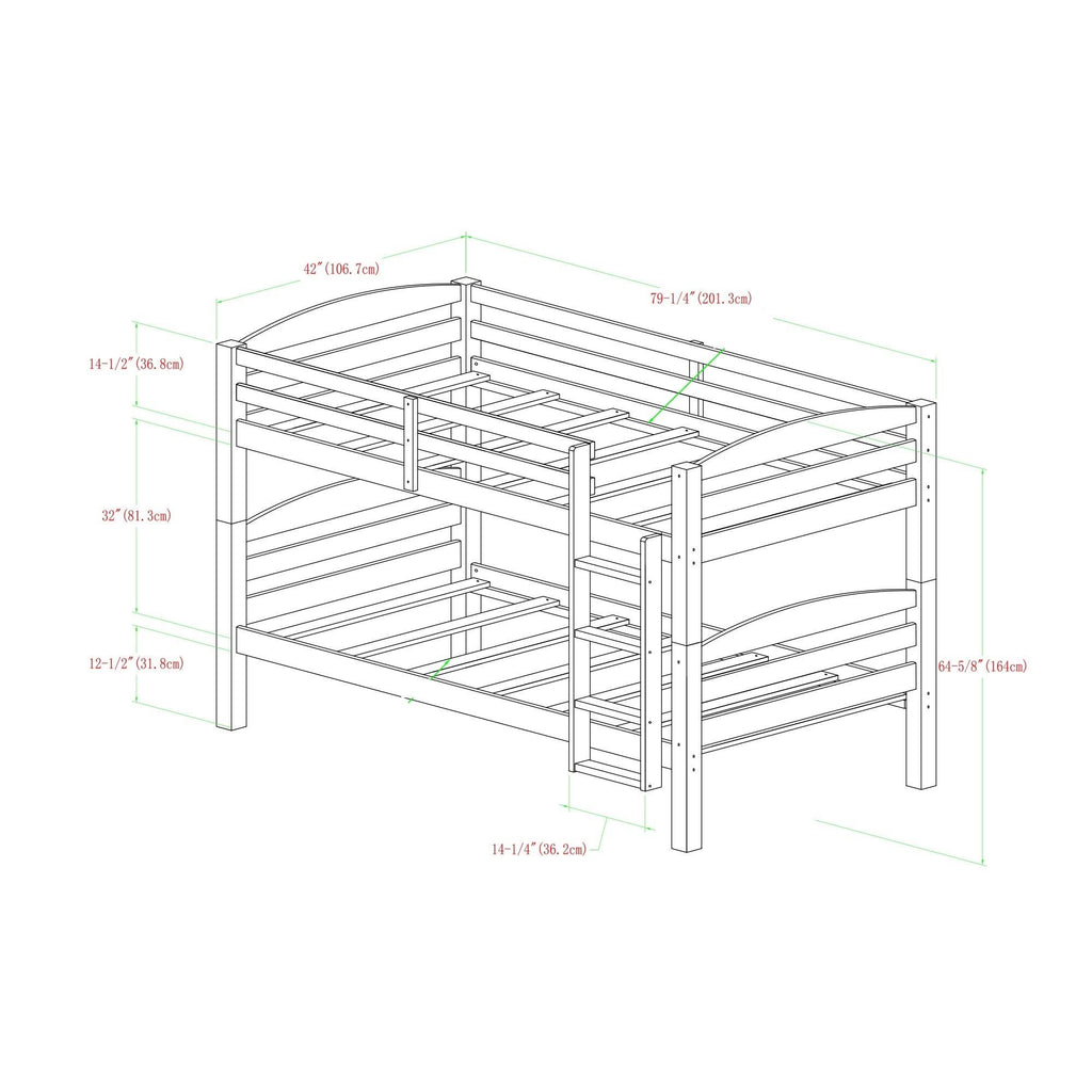 Twin Over Twin Solid Wood Bunk Bed K860311