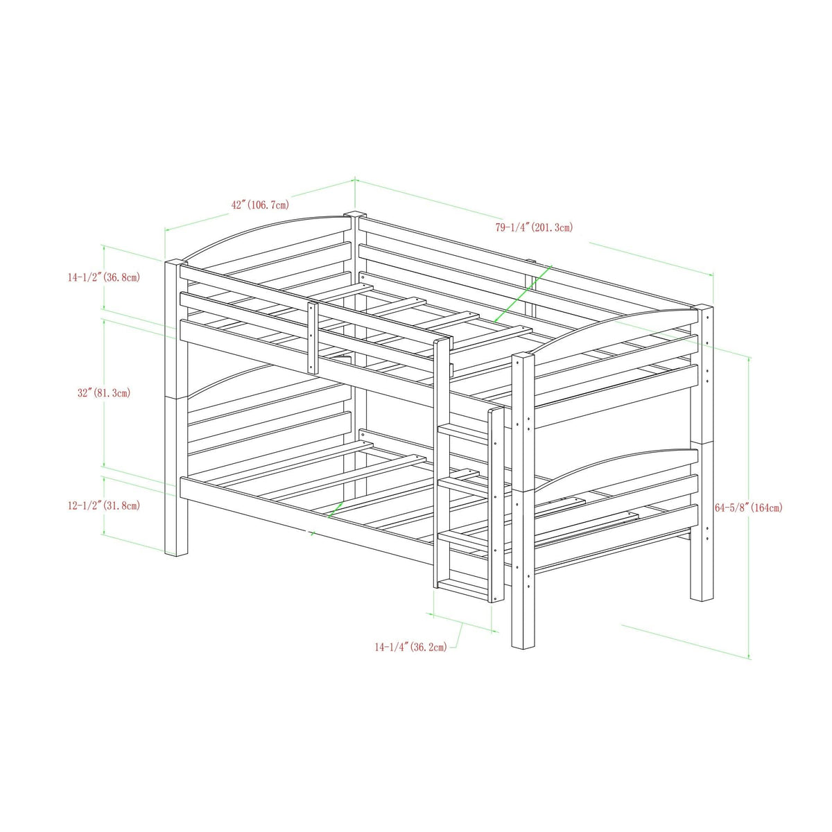 Twin Over Twin Solid Wood Bunk Bed K860311