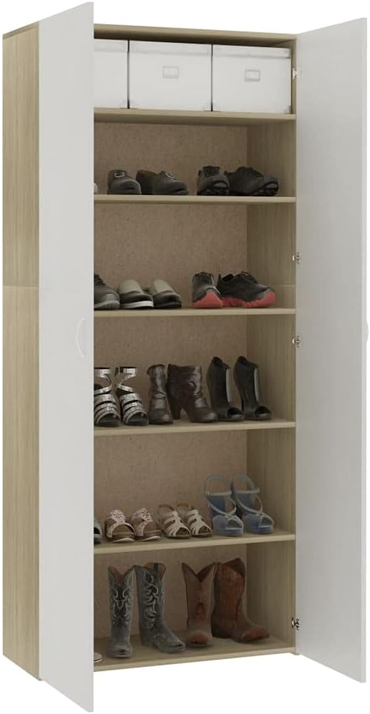 White and Sonoma Oak Shoe Cabinet J66907
