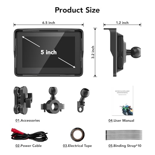 5" IP67 Waterproof Motorcycle CarPlay Screen N814100