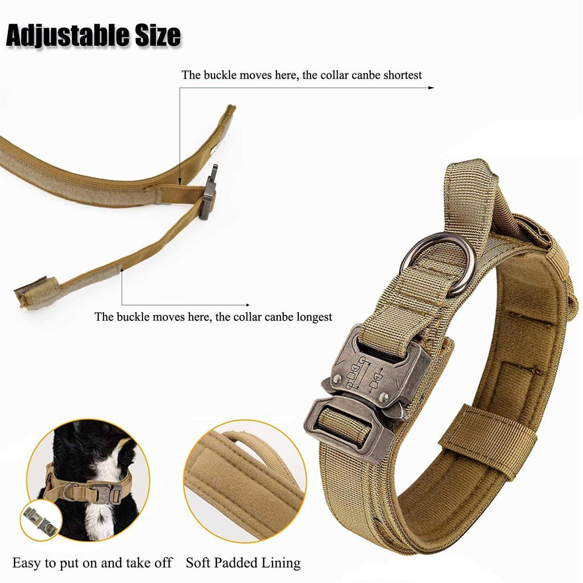 Adjustable Nylon Tactical Dog Collar with Control Handle O344370