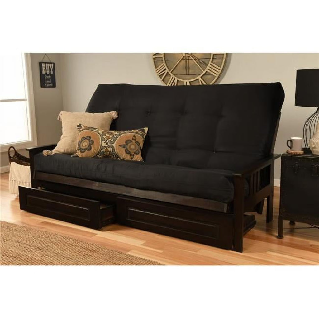 Storage Frame with Fabric Mattress in Black/Espresso L24824