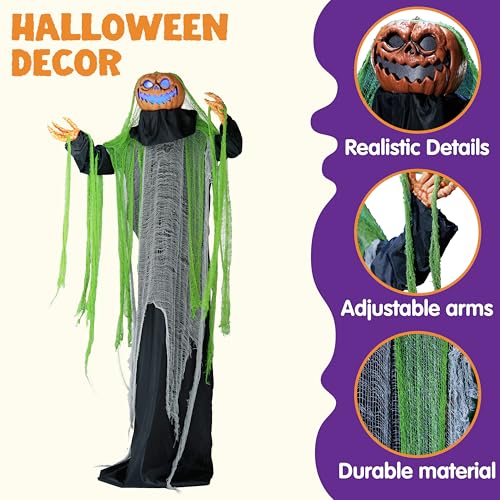 72" Animated Witch Halloween Decoration with LED Eyes and Sound V6743