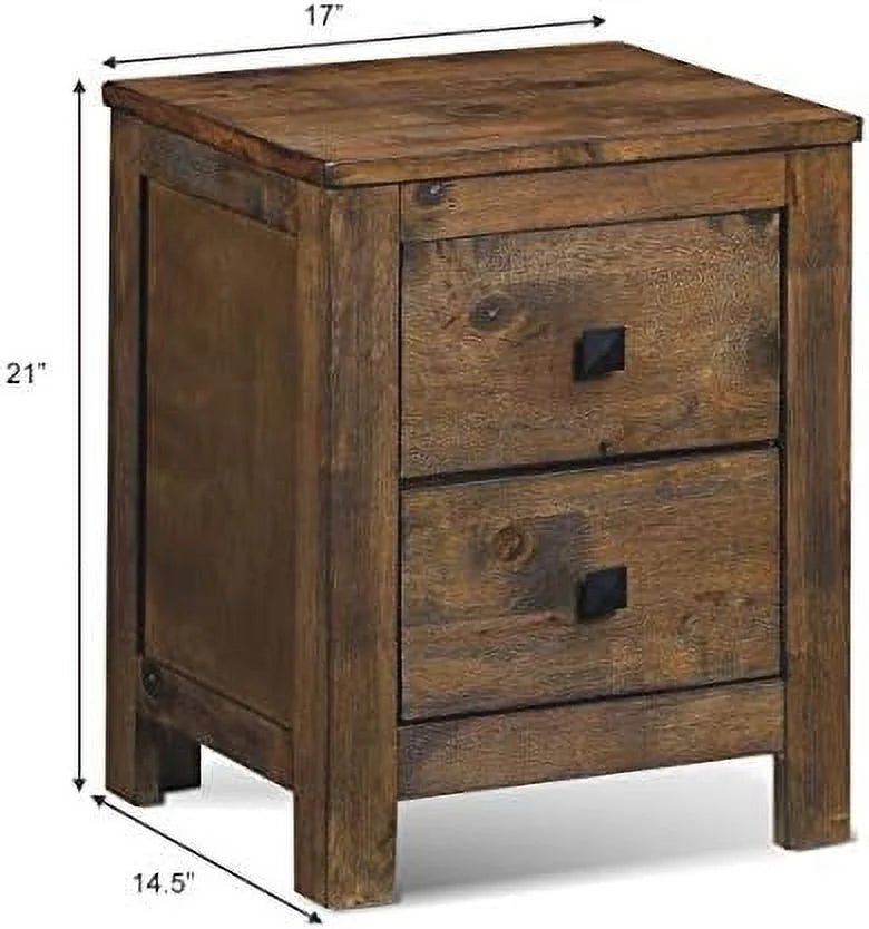 Rustic Wooden Nightstand with 2 Sliding Drawers Y1299