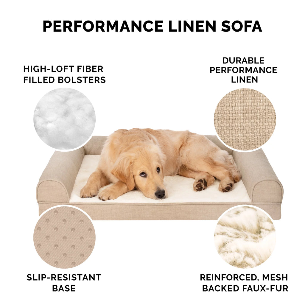 Large Plush Linen Orthopedic Sofa Pet Bed F57115