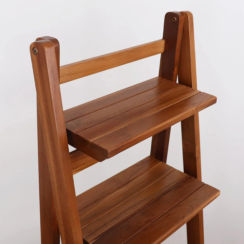 Teak Wooden Ladder Bookshelf B657