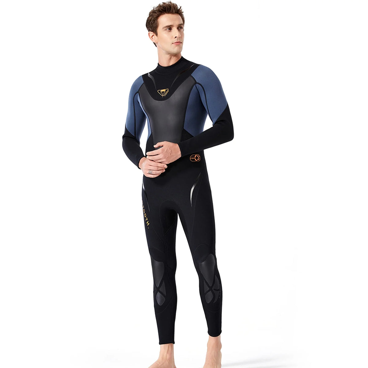 Men 3mm Neoprene Full-body Wetsuit with Back Zipper G48772