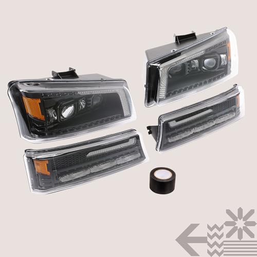 LED Headlight Assembly Replacement with Amber Sequential Turn Signal Projector L549