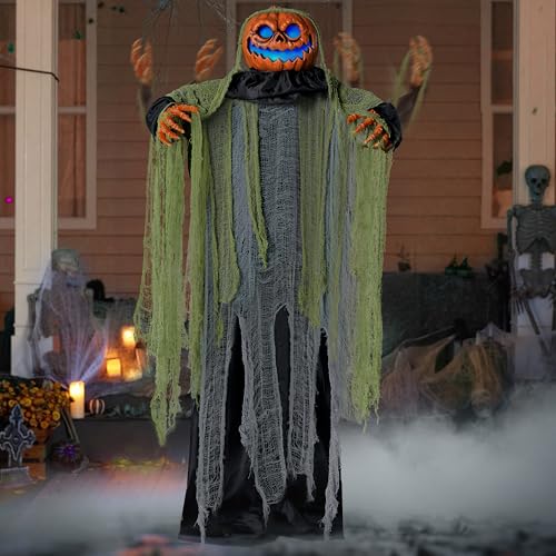 72" Animated Witch Halloween Decoration with LED Eyes and Sound V6743