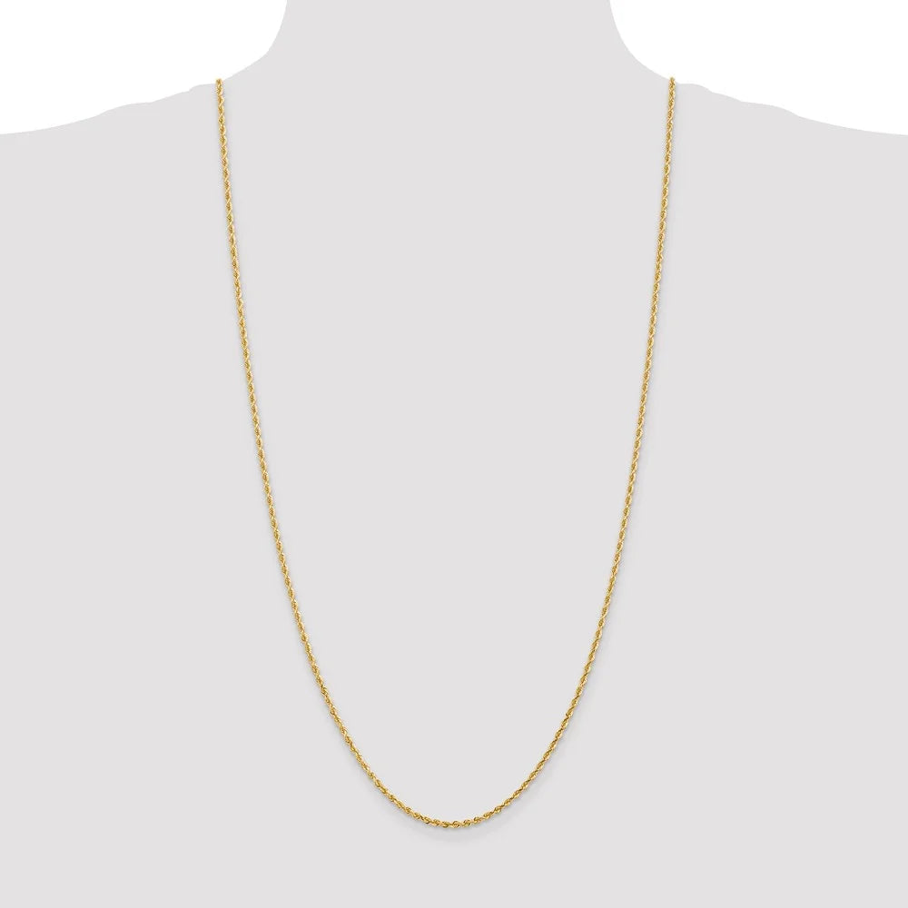 14kt Yellow Gold Diamond Cut Rope Chain 30 inch Lobster Clasp A1967