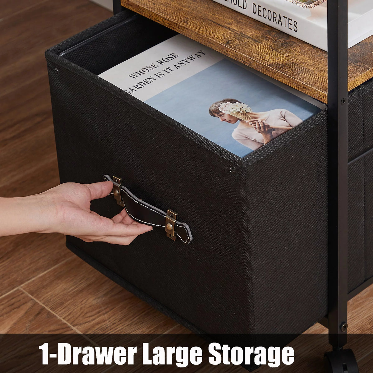 Brown 1 Drawer Mobile File Cabinet O966