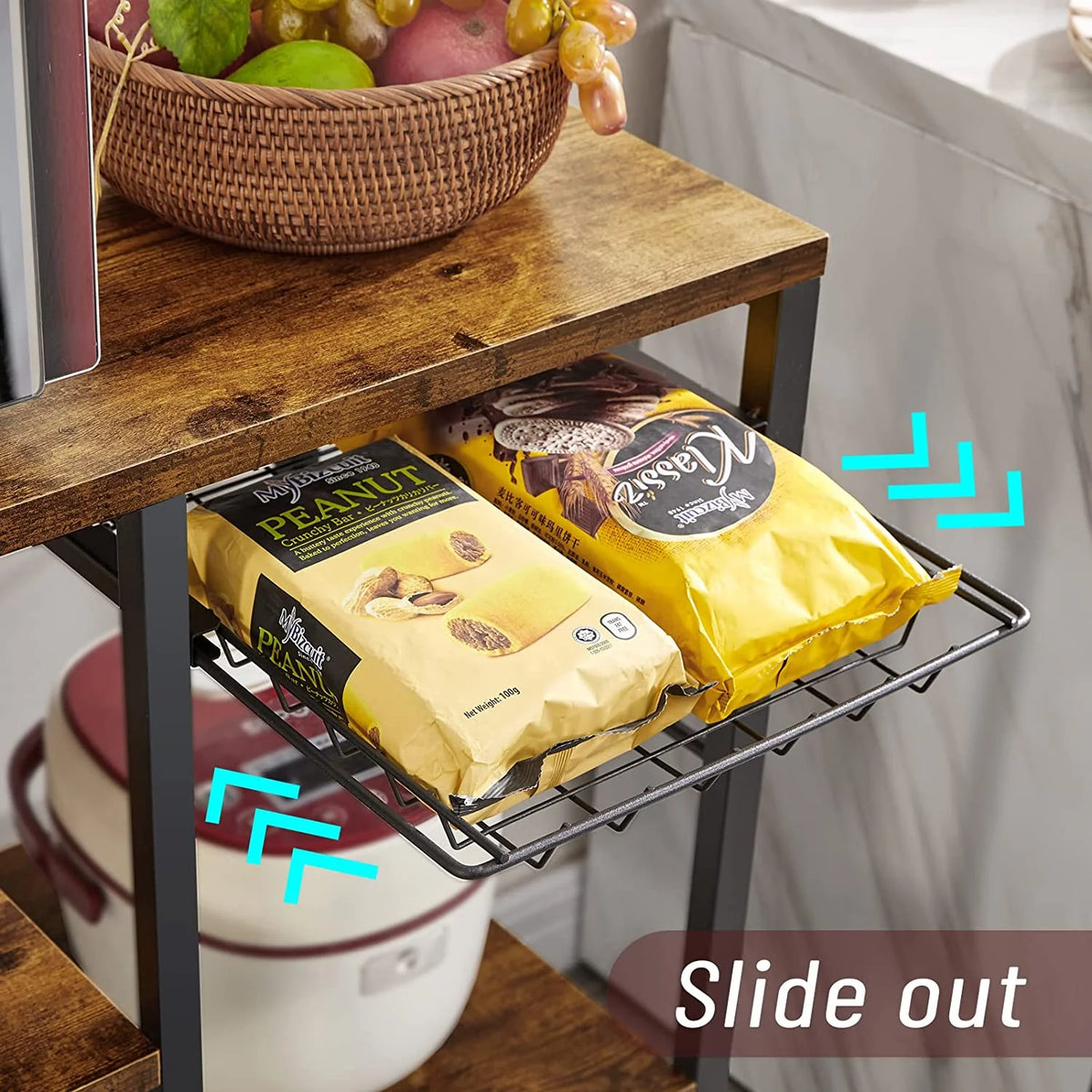 Rustic Brown Bakers Rack with Power Outlet Q47987