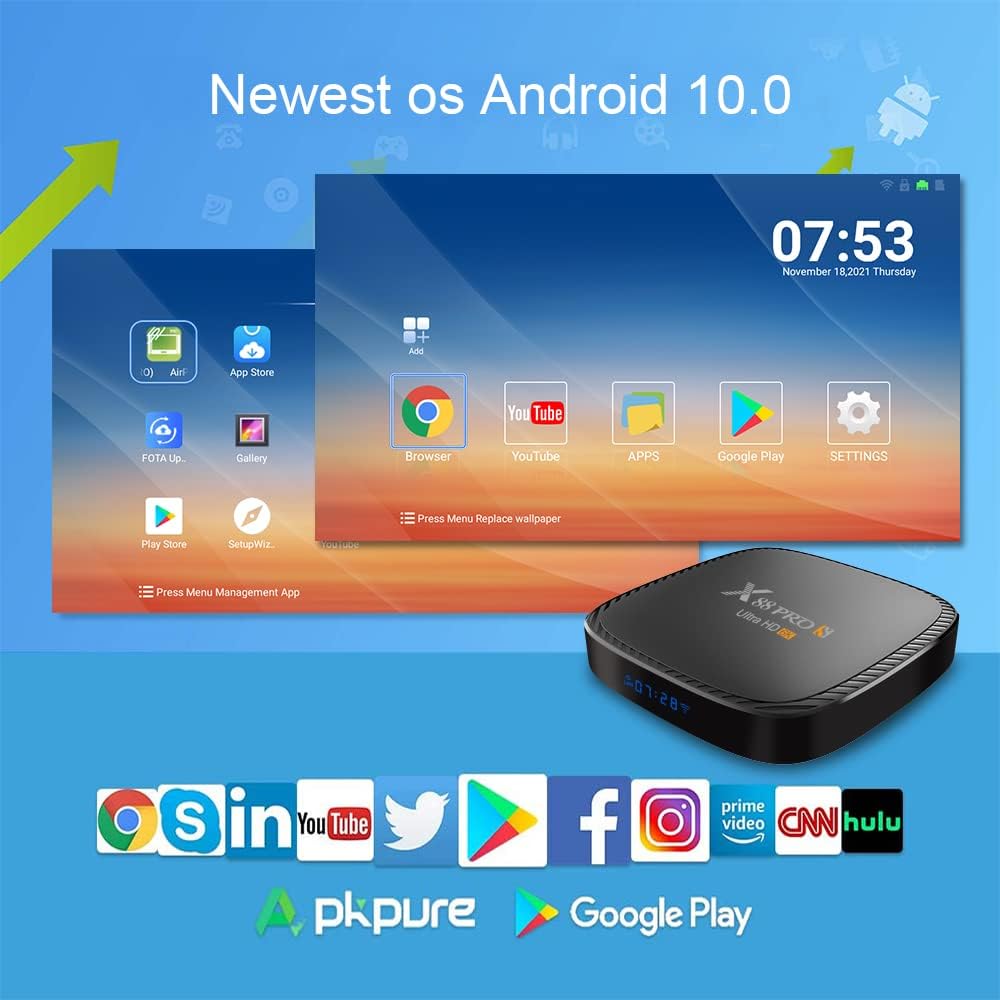 Smart TV Box with Mini Wireless Backlit Keyboard, 4G RAM 64G ROM, USB 3.0, Ultra HD 6K, HDR 10+, Dual Band WiFi, BT4.2, Android 11.0, Pack of 2 C646