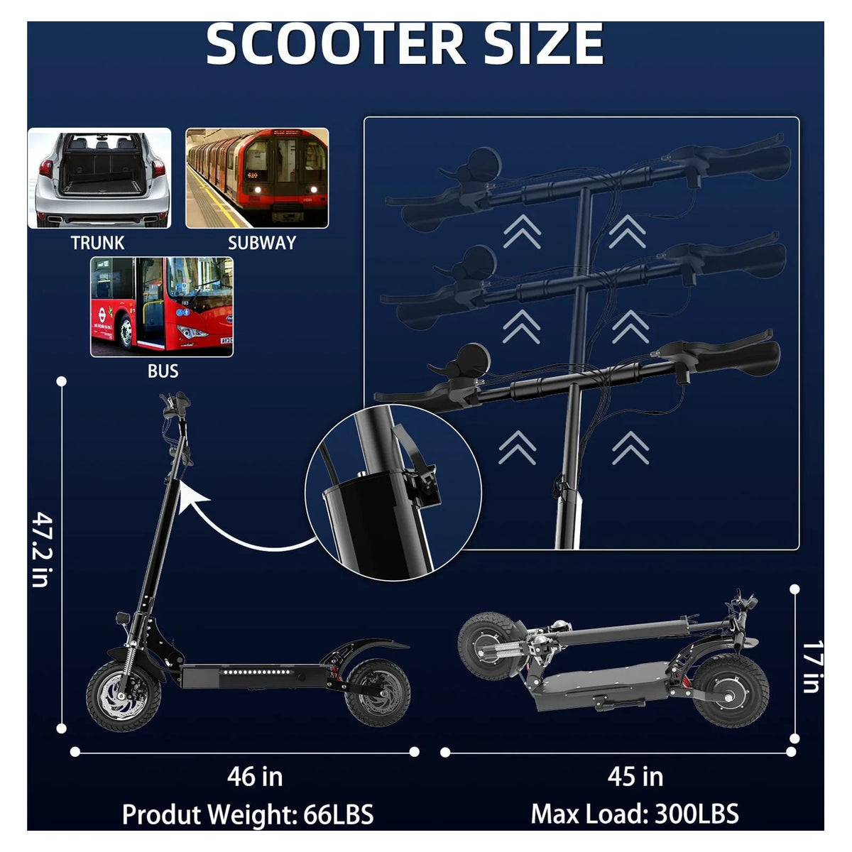 Electric Scooter 35 mph 40 Miles 1300W Foldable U349396