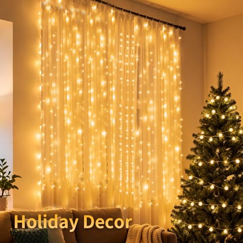 2 Packs LED Curtain String Lights 8FT x 7FT Waterproof Warm White V78190
