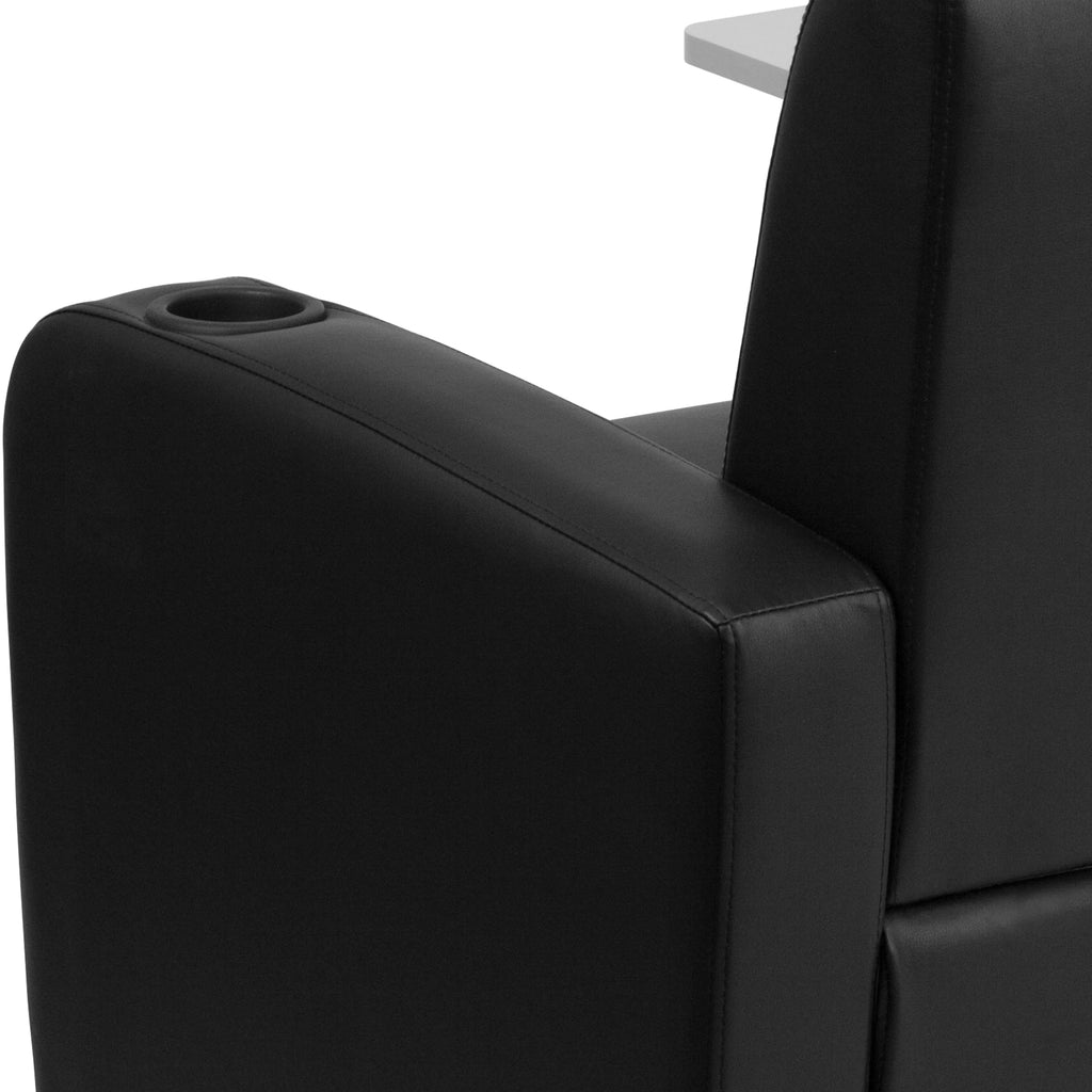 Black LeatherSoft Guest Chair with Tablet Arm and Cup Holder T6114