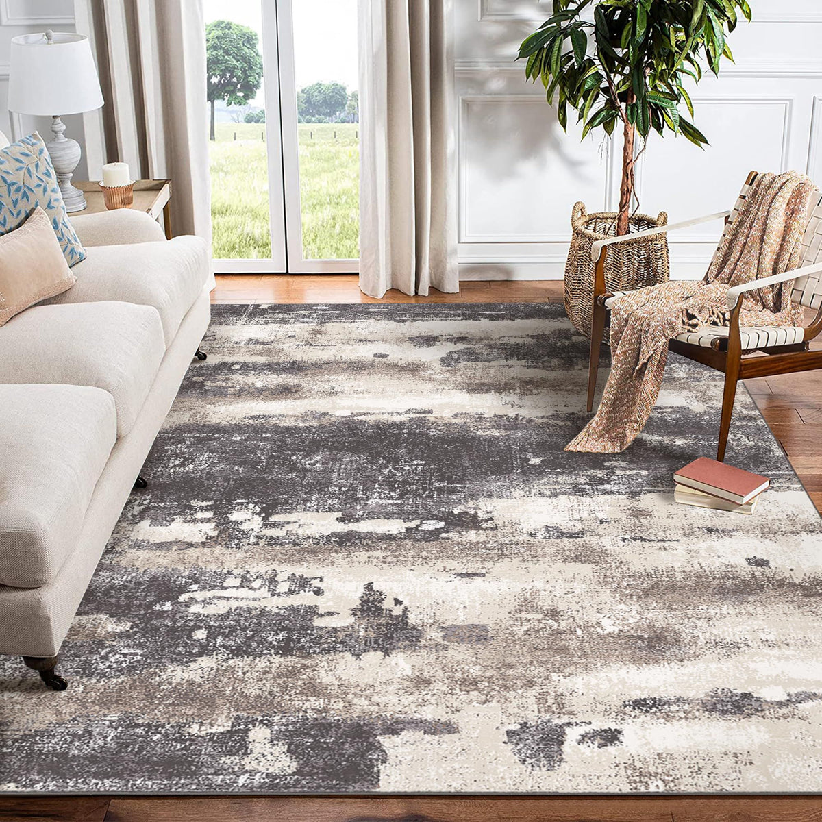 5x7 Abstract Machine Washable Area Rug K579