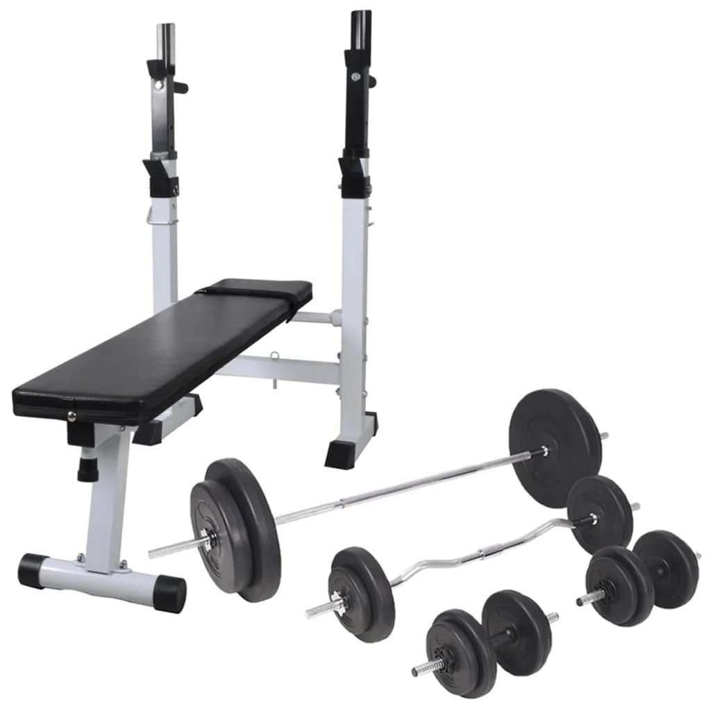 Workout Bench with Weight Rack, Barbell and Dumbbell Set 264.6 lb F34677