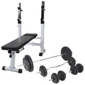 Workout Bench with Weight Rack, Barbell and Dumbbell Set 264.6 lb F34677
