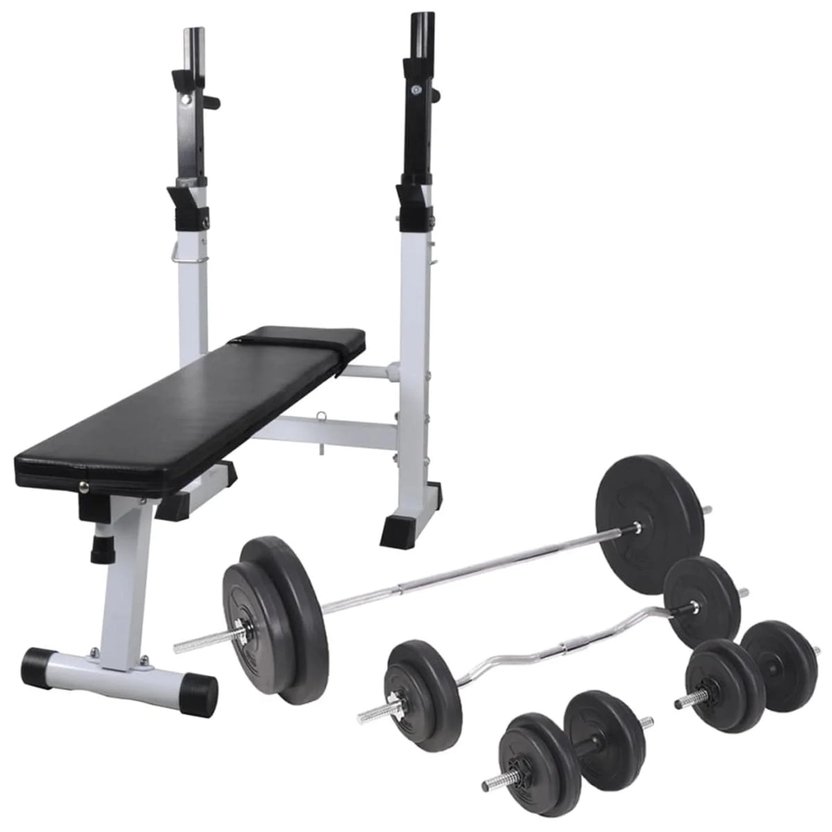 Workout Bench with Weight Rack, Barbell and Dumbbell Set 264.6 lb F34677