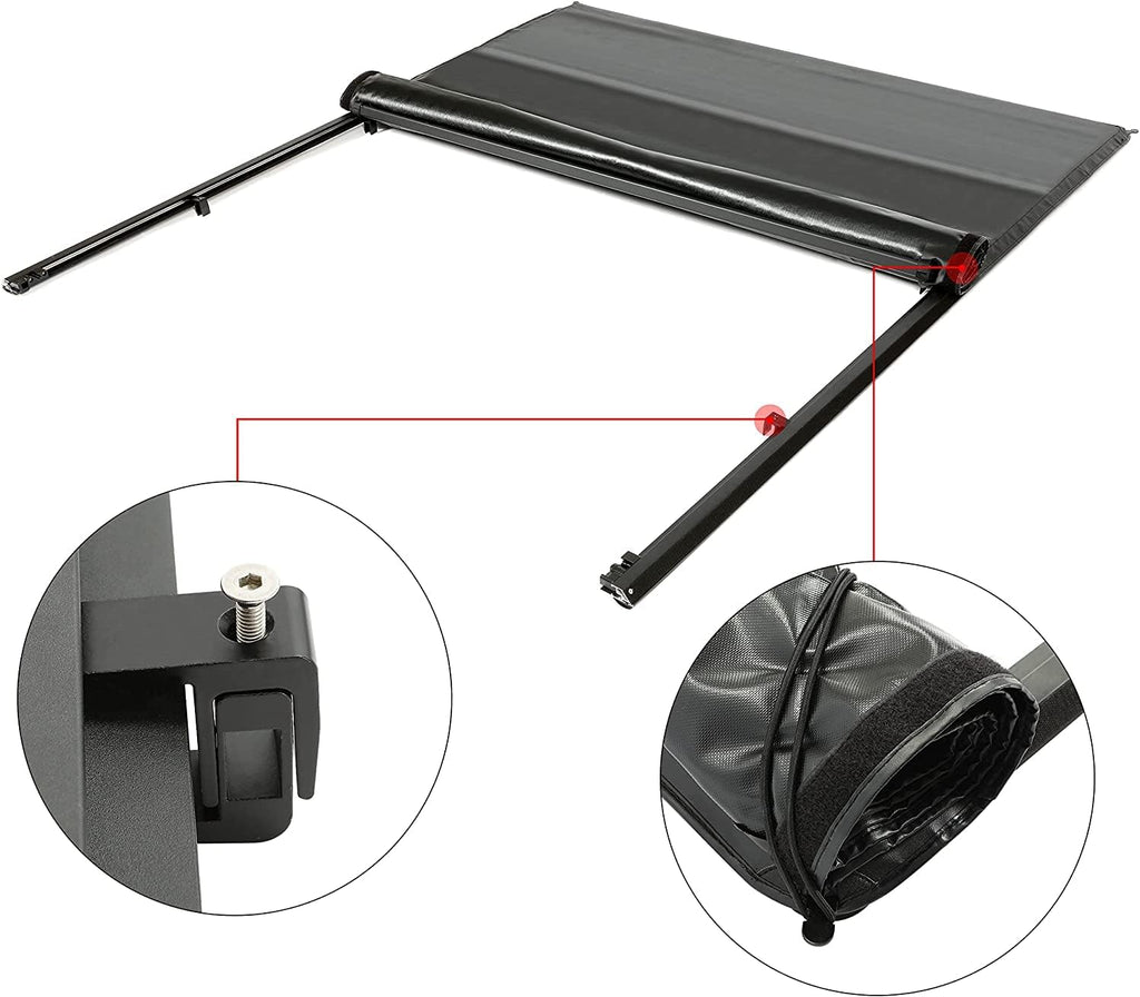 Soft Roll-up Truck Tonneau Cover with 6.5' Bed Black Sailcloth O215